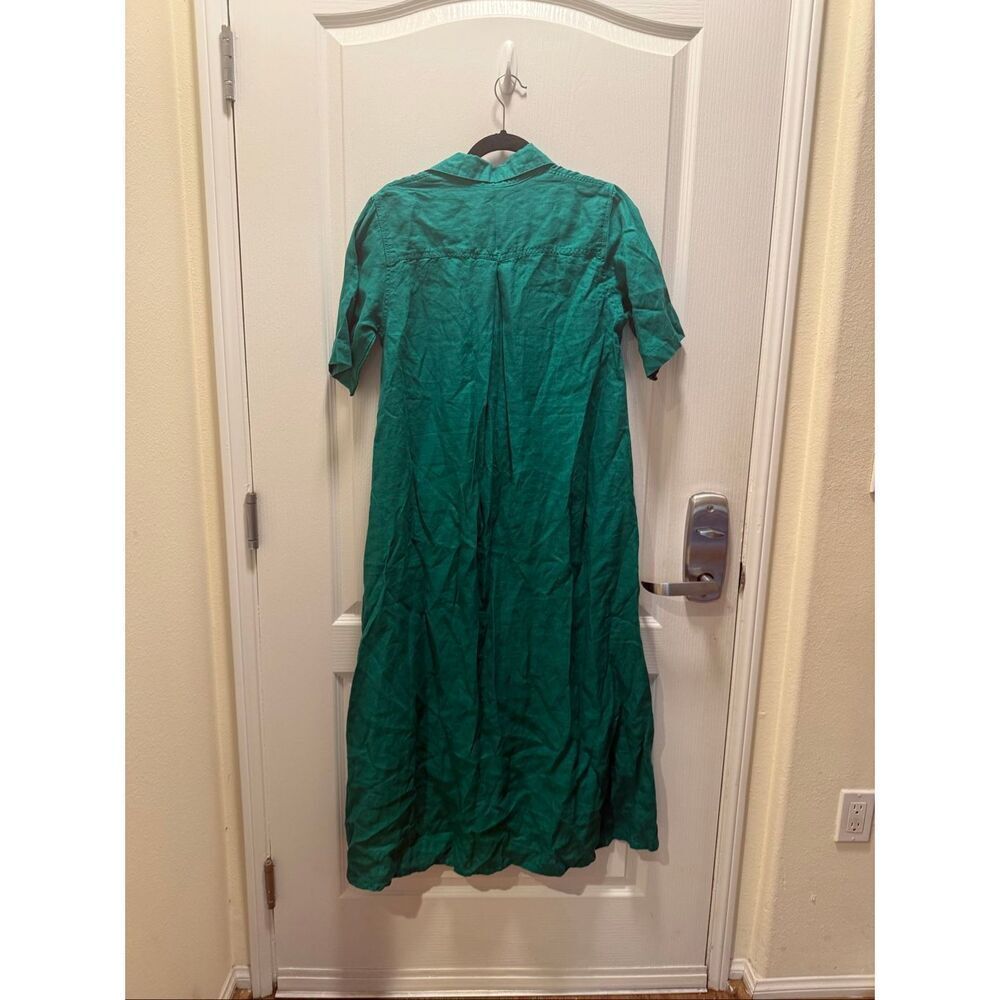 Sea Lustre Tula Midi Dress Green Linen Summer Resort Boho Vacation Size S/XS NWT - Picture 5 of 6